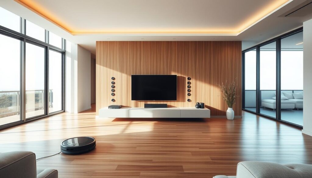 modern living room design with smart home technology