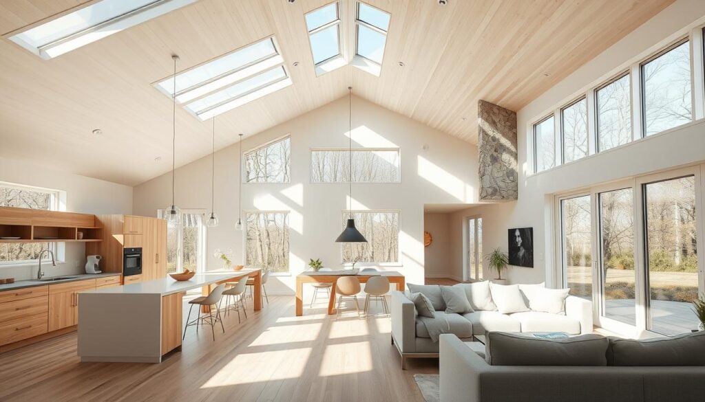 modern modular home interiors with natural light
