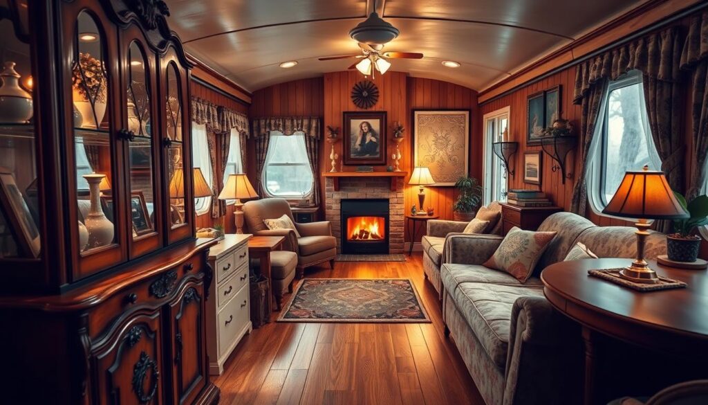 stylish mobile home design with family heirlooms
